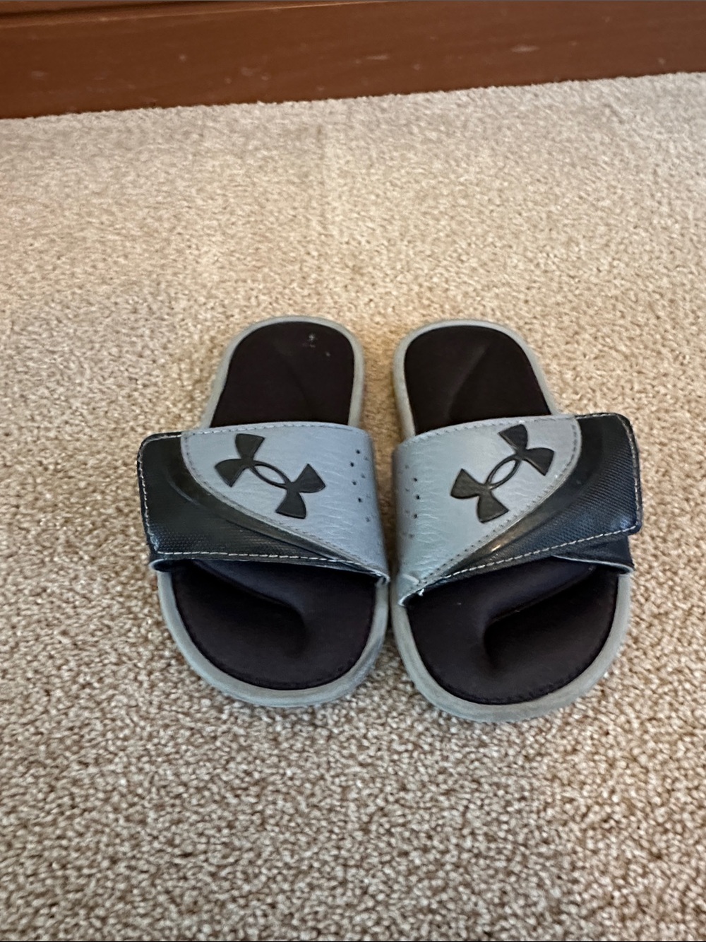Under Armour Kids Black and Gray Slide Sandals